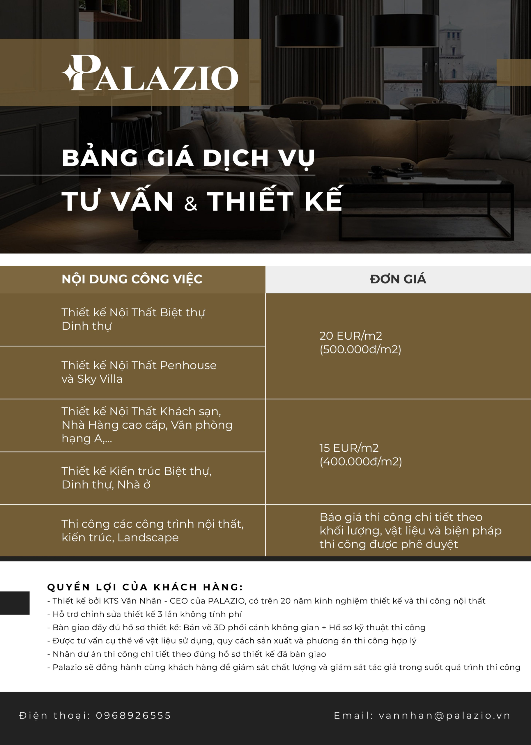 PALAZIO – Thiết kế kiến trúc, thi công nội thất phong cách châu Âu chuyên nghiệp & đẳng cấp